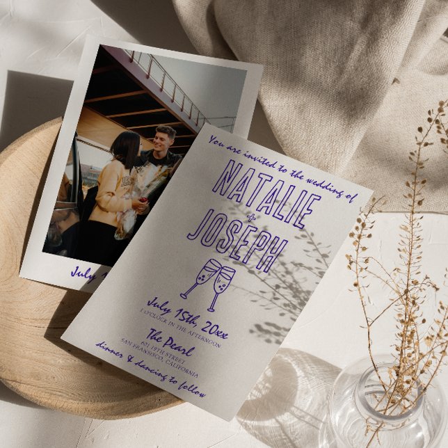 Invitation Main moderne dessinée Écrit Rétro Mariage photo (Créateur téléchargé)