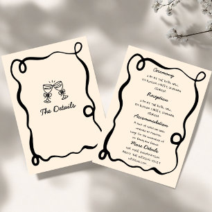 Invitation Main noire dessinée Mariage fantaisiste Champagne