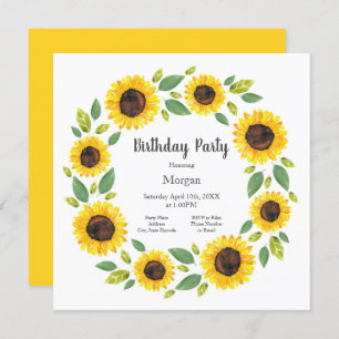 Invitation Main Painted Watercolor Sunflower
