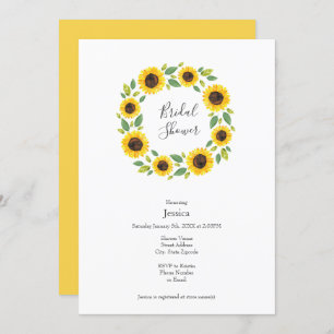 Invitation Main Painted Watercolor Sunflower