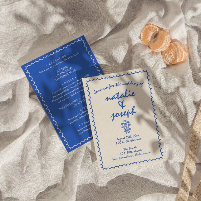 Invitation Main Rétro Écrite Tirée Unique Tout En Un Mariage (Créateur téléchargé)