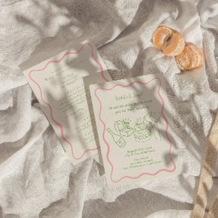 Invitation Main Rétro Tirée Funky Moderne Tout en un Mariage