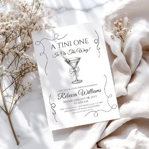 Invitation Main Rétro Tirée Un Baby shower Tini One Martini