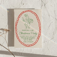 Main rustique tiré vert rouge Noël Fête de lapin d