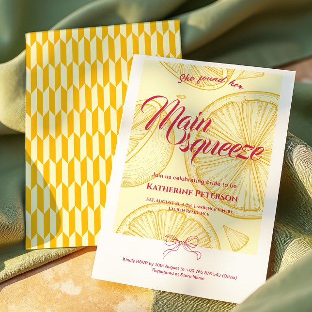 Invitation Main Squeeze Citrus Fête de Fiançailles Citron Lum (Créateur téléchargé)