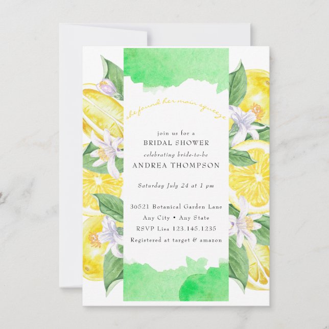 Invitation Main Squeeze | Citrus | Fête de mariage jaune citr (Devant)