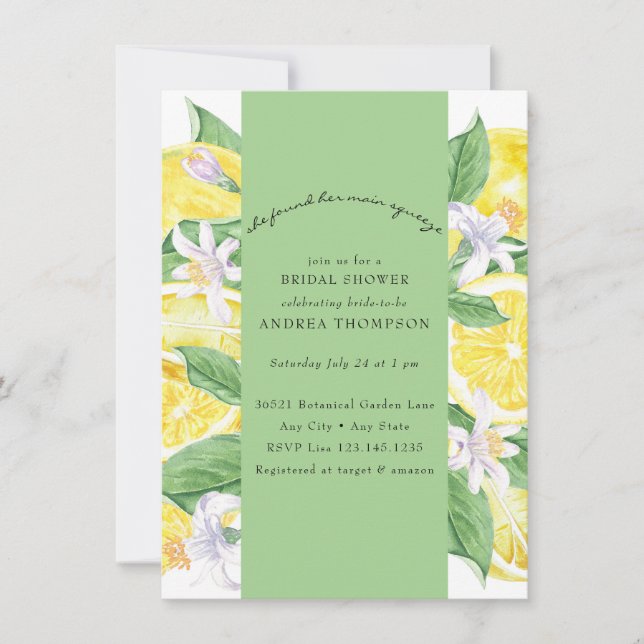 Invitation Main Squeeze | Citrus | Fête de mariage jaune citr (Devant)