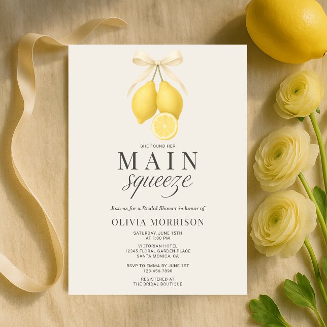 Invitation Main Squeeze Coquette Bow Bridal Shower (Créateur téléchargé)