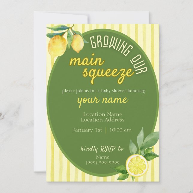 Invitation Main Squeeze Lemon Baby Shower Invite (Devant)