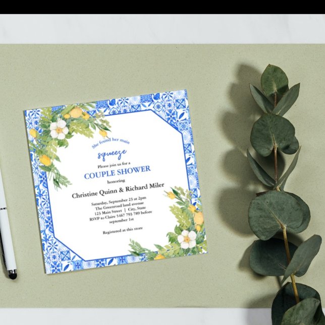 Invitation Main Squeeze Lemon et Marocain Carrelage couple Do (Créateur téléchargé)