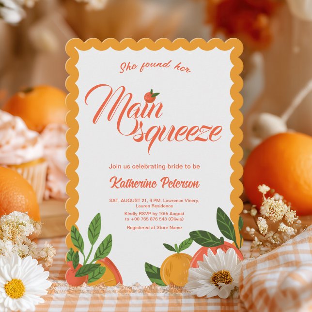 Invitation Main Squeeze orange Fête de Mariage Bright (Créateur téléchargé)