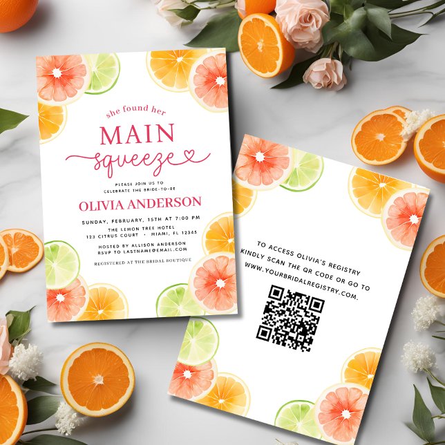 Invitation Main Squeeze QR Code mignonne Fête des mariées ora (Créateur téléchargé)
