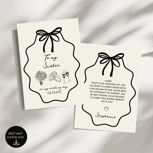 Invitation Main Tiré Bow À Ma Soeur Sur Mon Mariage (Créateur téléchargé)