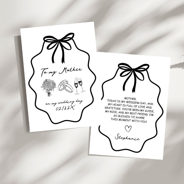 Invitation Main Tiré Bow Floral À Ma Mère Sur Mon Mariage (Créateur téléchargé)