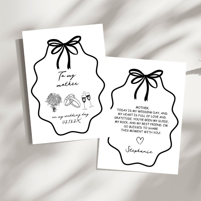 Invitation Main Tiré Bow Floral À Ma Mère Sur Mon Mariage (Créateur téléchargé)