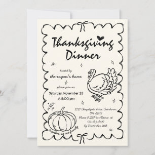 Invitation Main Tirée Citrouille bizarre Turquie Thanksgiving