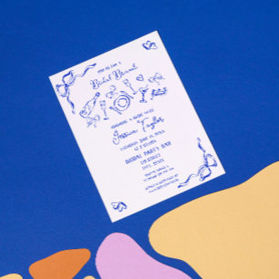 Invitation Main tirée Français Bleu Bridal Brunch Français Bo