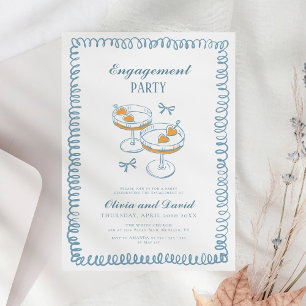 Invitation Main Tirée French Blue Whimsical Engagement Party