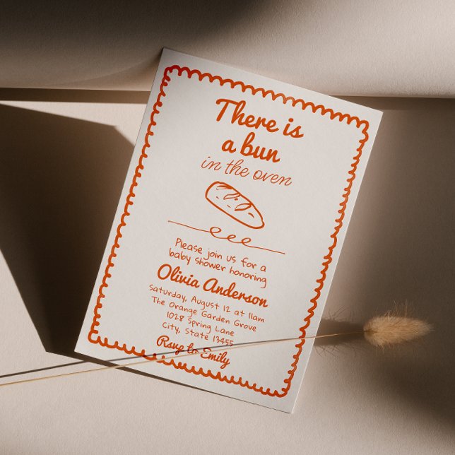 Invitation Main Tirée Neutre Bun Dans Le Baby shower Fun Du F (Créateur téléchargé)