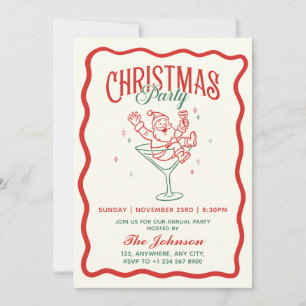 Invitation Main Tirée Père Noël Vintage fête de Noël personna