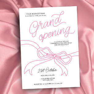 Invitation Main Tirée Pink Bow Unique Business Grand Ouvertur