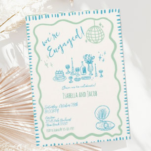 Invitation Main tirée Quirky Wavy Engagement Party