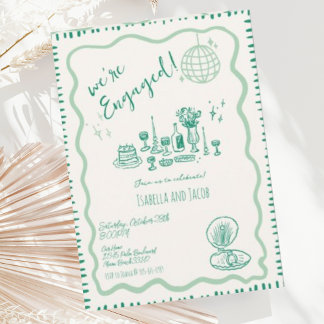 Invitation Main tirée Quirky Wavy Engagement Party