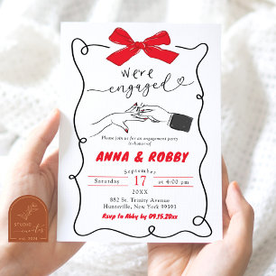 Invitation Main tirée Red Bow Engagement Party