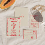 Invitation Main Tirée Rétro Funky Unique Quirky Mariage<br><div class="desc">Ce faire-part de mariage est parfait pour votre mariage si vous cherchez une invitation élégante unique et facile à éditer.Une élégante invitation minimaliste unique modèle mariage original et décalé. Ce qui est composé d'arrière - plan laiteux beige clair et d'une façade manuscrite. Et les prénoms de mariée et de mariée...</div>