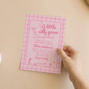 Invitation Main Tirée rose Silly Goose Baby Girl Douche