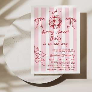 Invitation Main Tirée Rouge Un Baby shower Sucré Berry