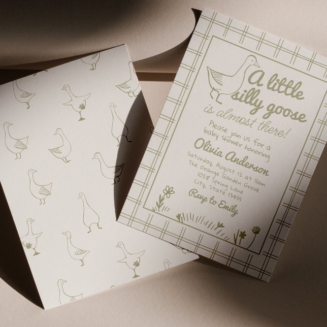 Invitation Main Tirée Silly Goose Genre Baby shower neutre (Créateur téléchargé)