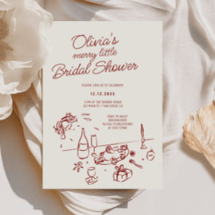 Invitation Main tirée Whimsical Merry Little Fête des mariées