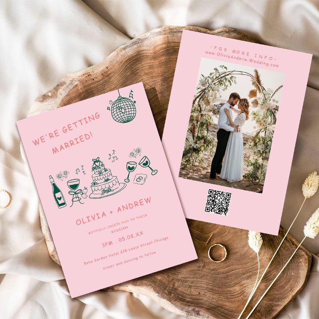 Invitation Main Tirée Whimsical Unique Quirky Mariage (Créateur téléchargé)