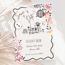 Main Whimsical tiré floral Scribble Wavy Mariage