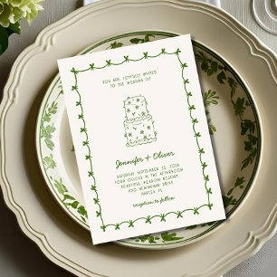 Invitation Main Whimsical tiré Mariage Gâteau vert