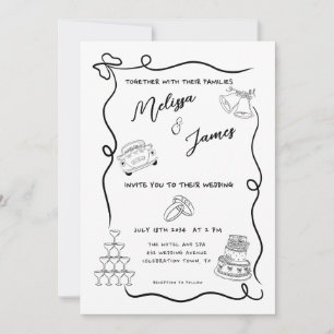 Invitation Main Whimsical tiré Mariage Quirky