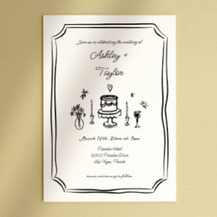 Invitation Main Whimsical tiré Mariage Quirky