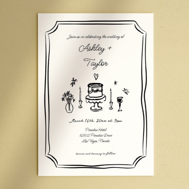 Invitation Main Whimsical tiré Mariage Quirky (Créateur téléchargé)