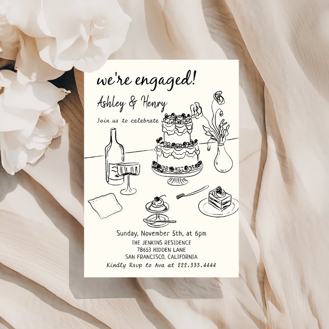 Invitation Main Whimsical tiré Quirky Engagement Party (Créateur téléchargé)