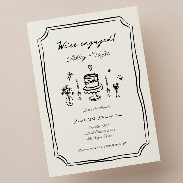 Invitation Main Whimsical tiré Quirky Engagement Party (Créateur téléchargé)