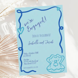 Invitation Main Whimsical tiré Quirky Wavy Engagement Party