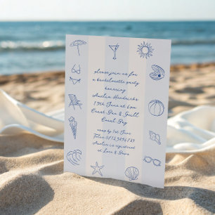 Invitation Main Whimsical Tirée Blue Beach Bachelorette