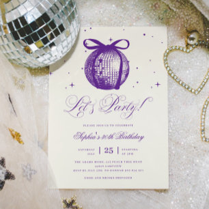 Invitation Main Whimsical Tirée Disco Purple N'Importe Quel Â