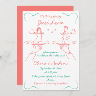 Invitation Main Whimsical Tirée main manuscrite Mariage irky