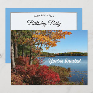 Invitation Maine Acadia Lake Automne Photo Anniversaire