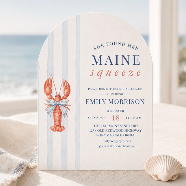 Invitation Maine Squeeze Coastal Lobster Bow Enterrement de V (Créateur téléchargé)