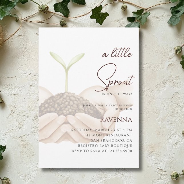Invitation Mains de Clean Sprout Un petit bébé Sprout Shower (Créateur téléchargé)