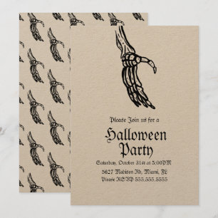 Invitation Mains de squelette élégantes pour la fête d'annive