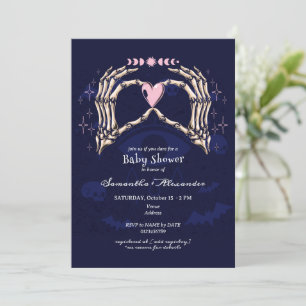 Invitation Mains de squelette gothiques Baby Shower Halloween